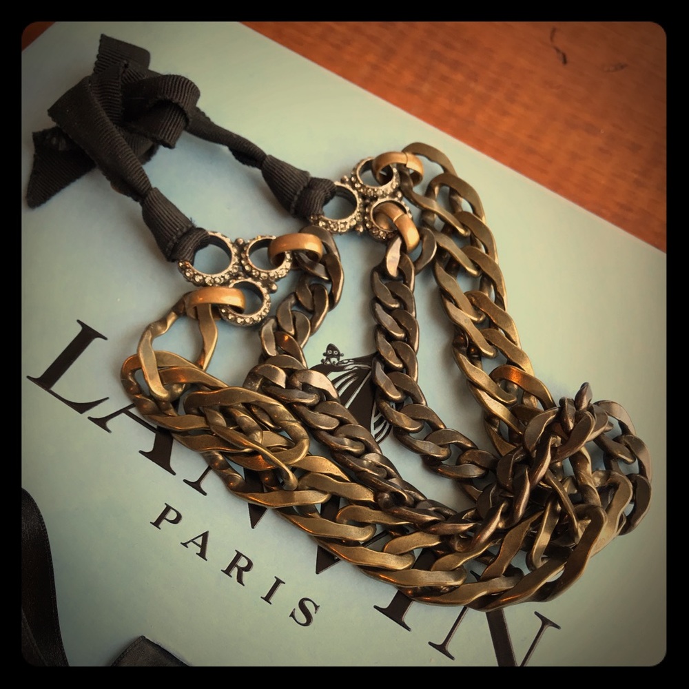 Lanvin Bronze and Black Chain Necklace